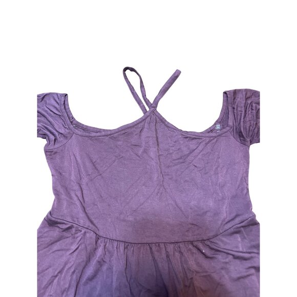 Soma Y Neck Dress Cold Shoulder Short Merlot Jersey Knit Pockets Size Small - Picture 5 of 6